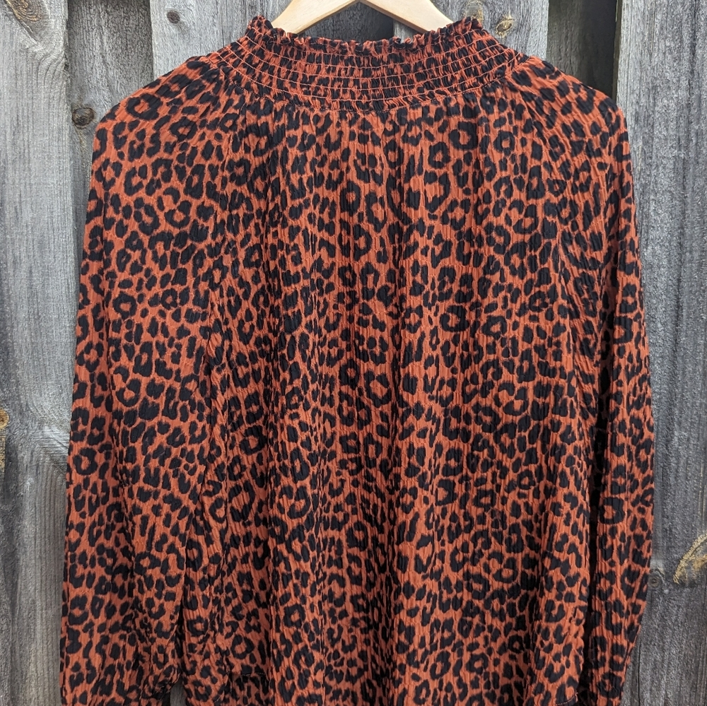 LOFT Animal Print Textured Blouse